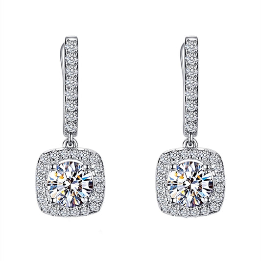 Gold & Silver Square Moissanite Diamond Earring