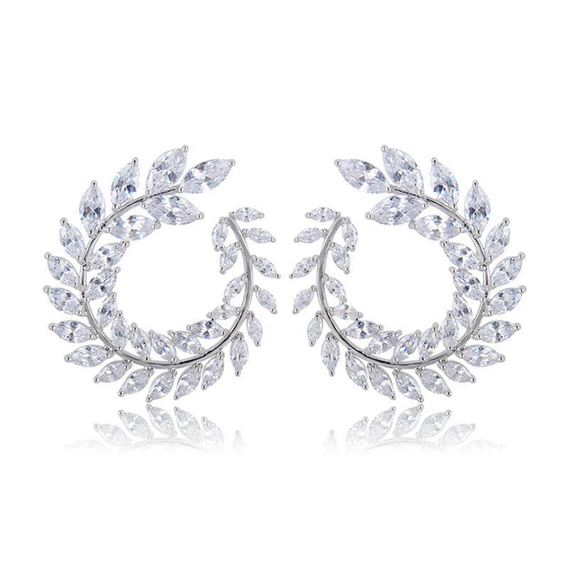 Crystal Flower   Silver Hoops