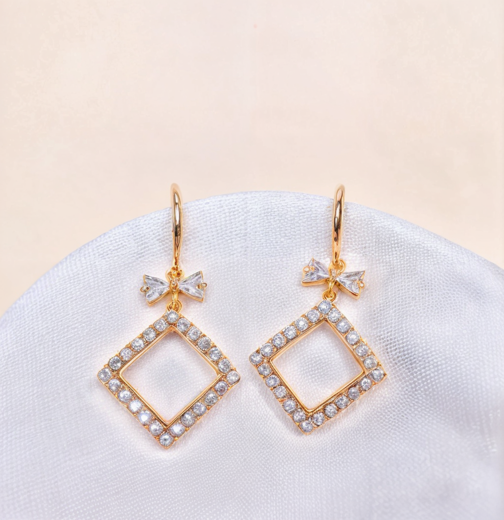 Golden Geometry Studded Drop Shape