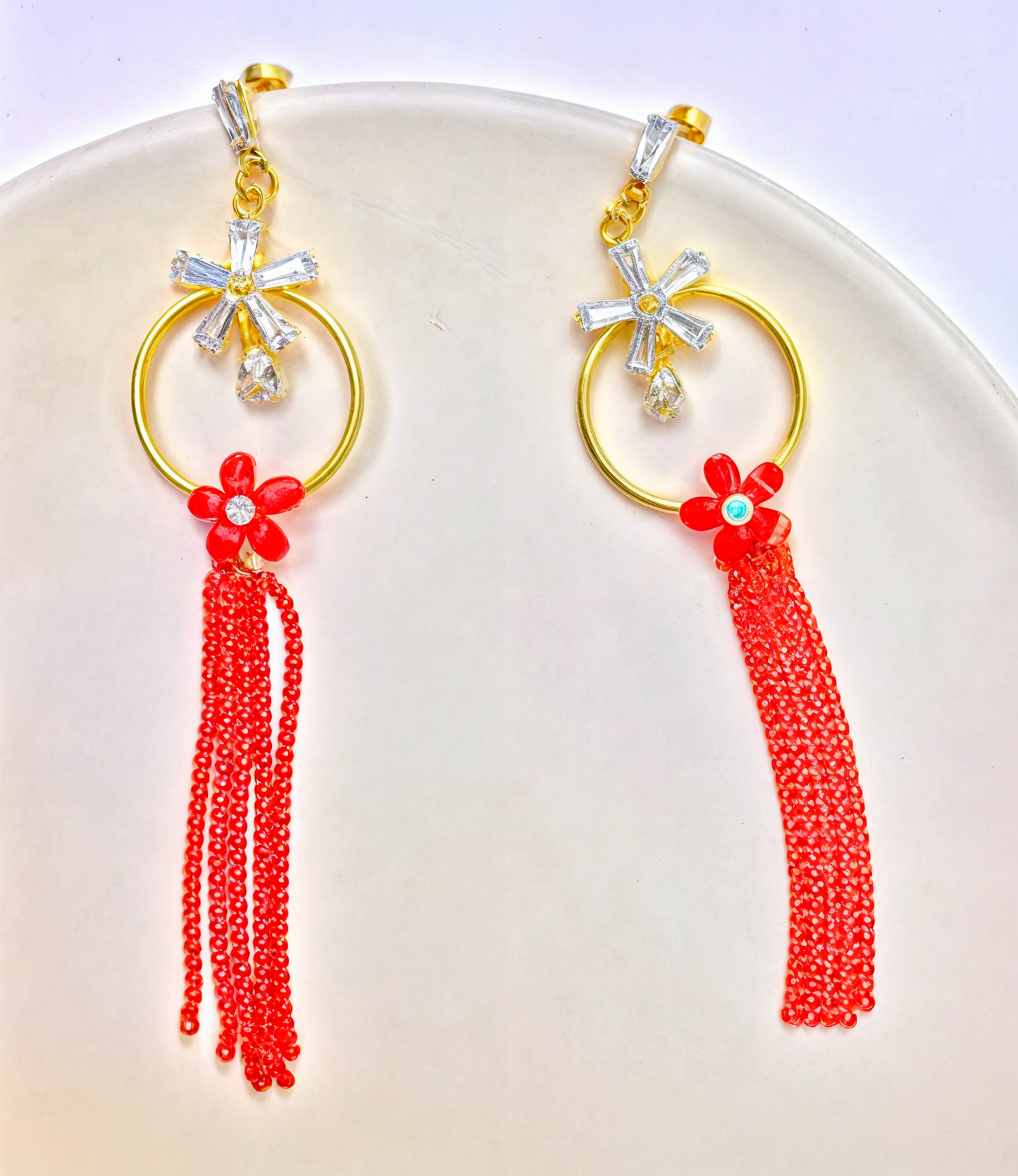 Korean Chain Tassel -Red Flower