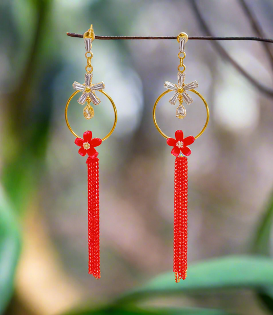Korean Chain Tassel -Red Flower