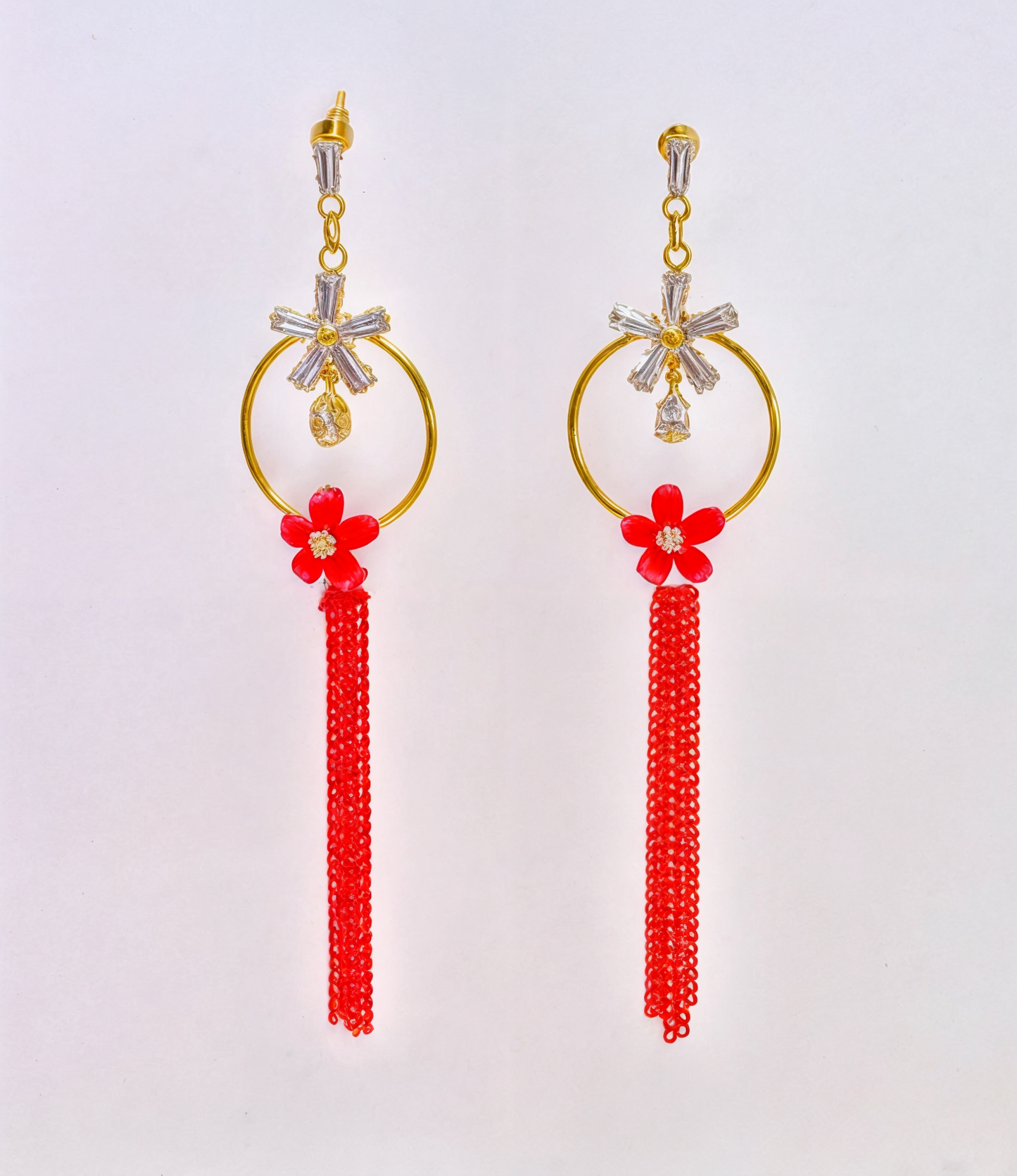 Korean Chain Tassel -Red Flower