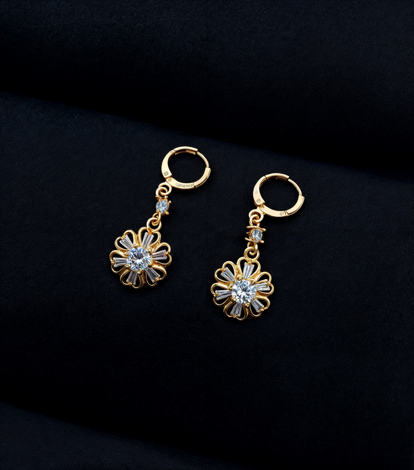 Dome Crystal Studded Dangling Flowers