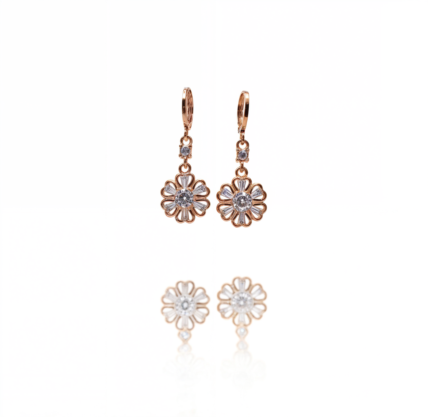 Dome Crystal Studded Dangling Flowers