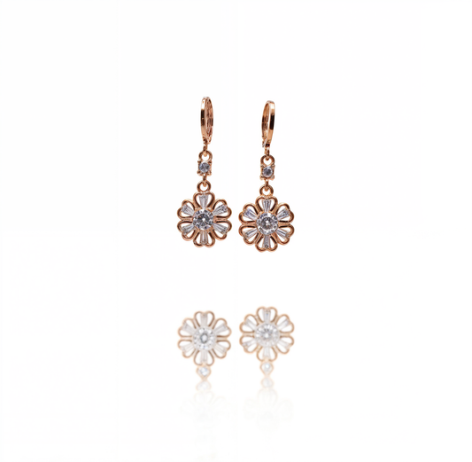 Dome Crystal Studded Dangling Flowers