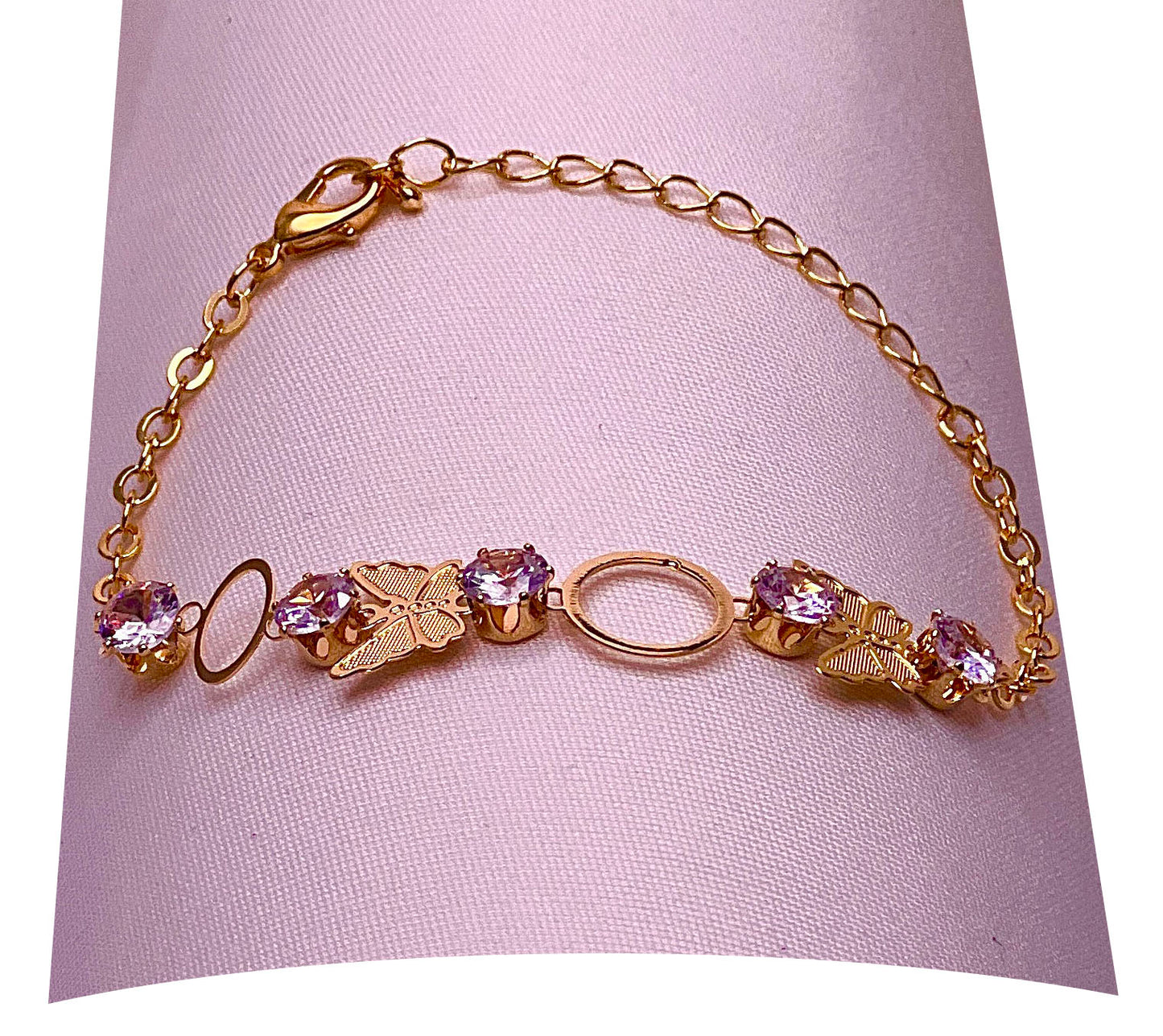 Butterfly | Looped Crystal Studded  | Dual Arc  Precious metal coated solitaire bracelet