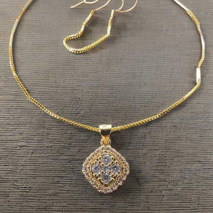 Crystal Square Pendant -Gold/ Silver/Rose Gold Color