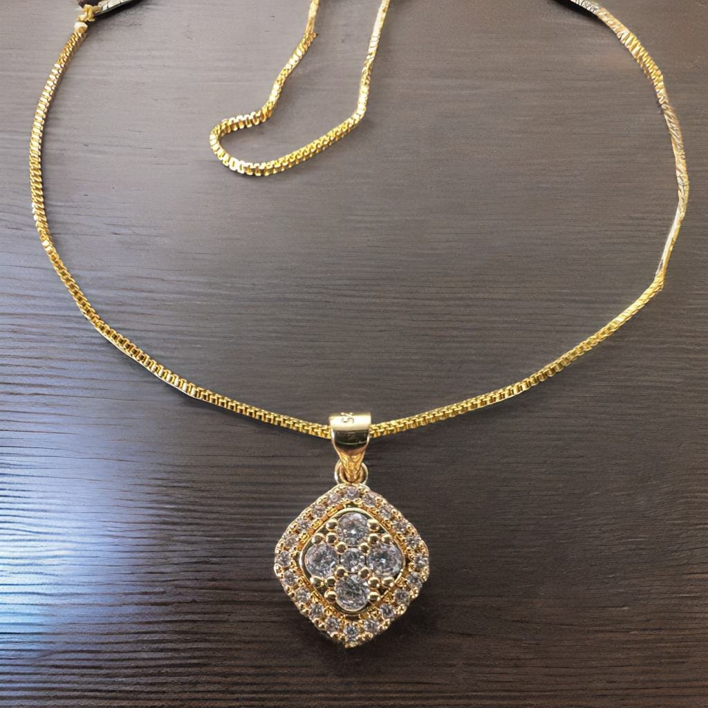 Crystal Square Pendant -Gold/ Silver/Rose Gold Color
