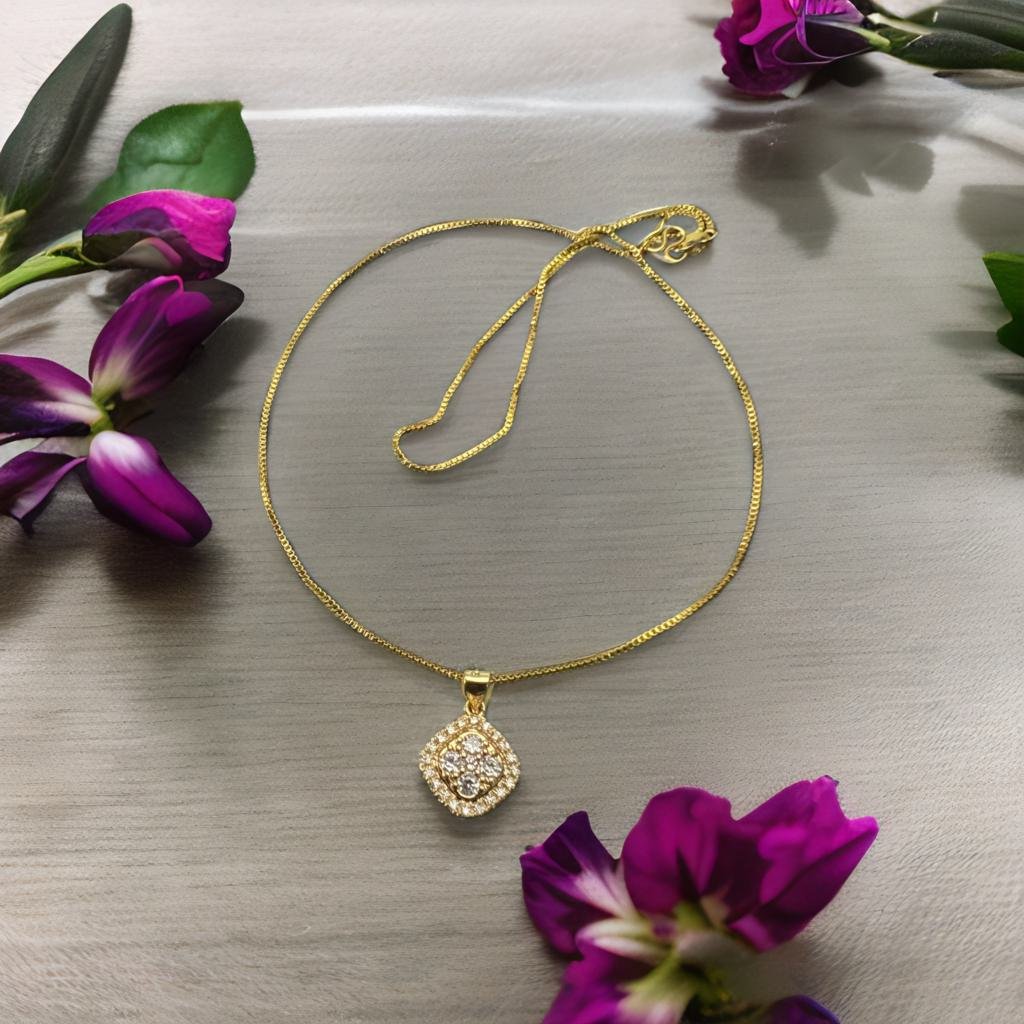 Crystal Square Pendant -Gold/ Silver/Rose Gold Color