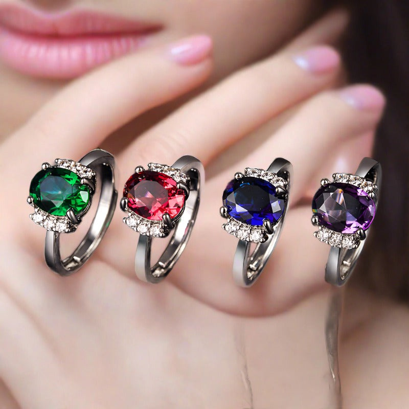 Amethyst Citrine Topaz Birthstone Solitaire ring