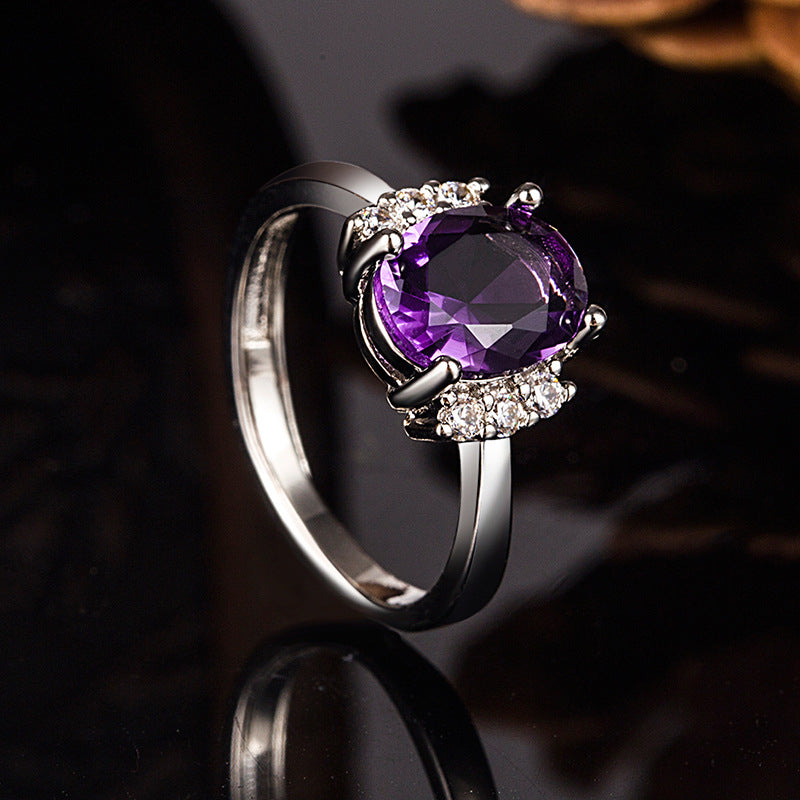 Amethyst Citrine Topaz Birthstone Solitaire ring
