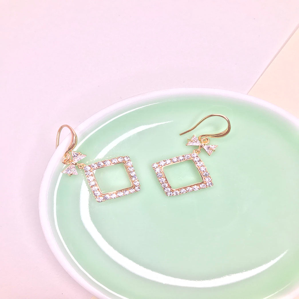 Golden Geometry Studded Drop Shape