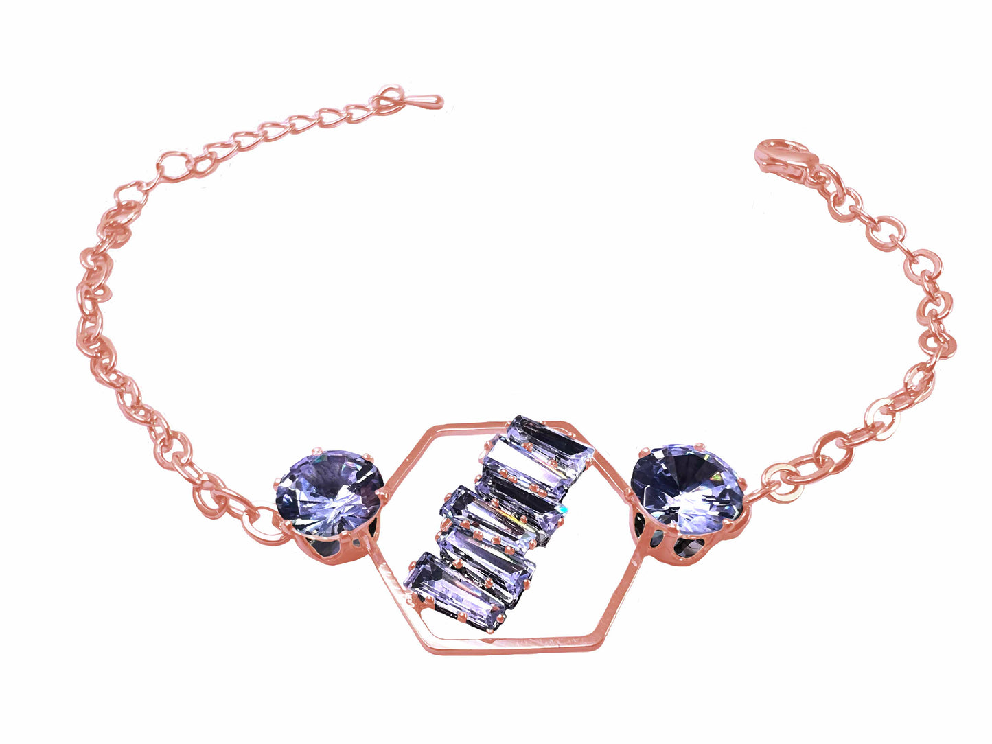 Hexa Geometric Crystal bridge Rhinestone Gold | Rose Gold | Silver Finish (Bracelet)