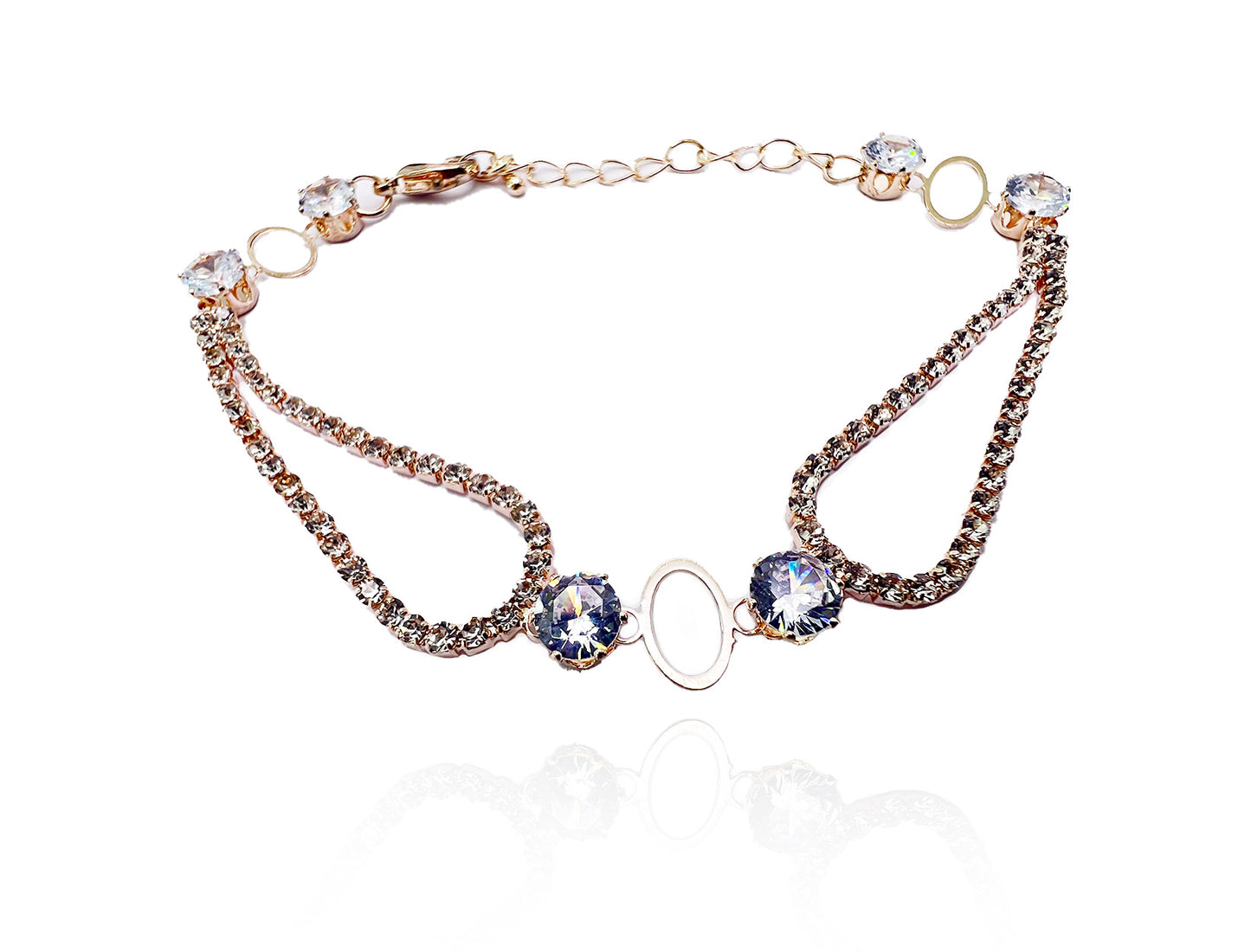 Duo Crystal Chain  Bracelet