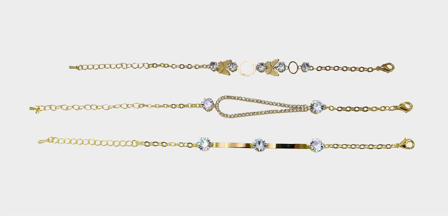 Butterfly | Looped Crystal Studded  | Dual Arc  Precious metal coated solitaire bracelet