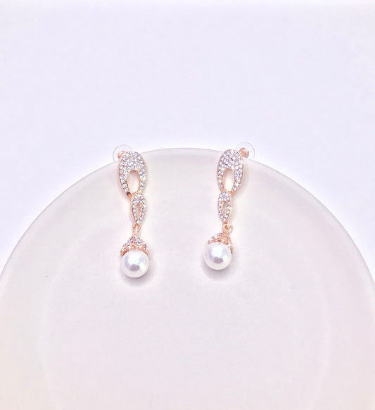 Crystal Capped Pearl Drop Earrings