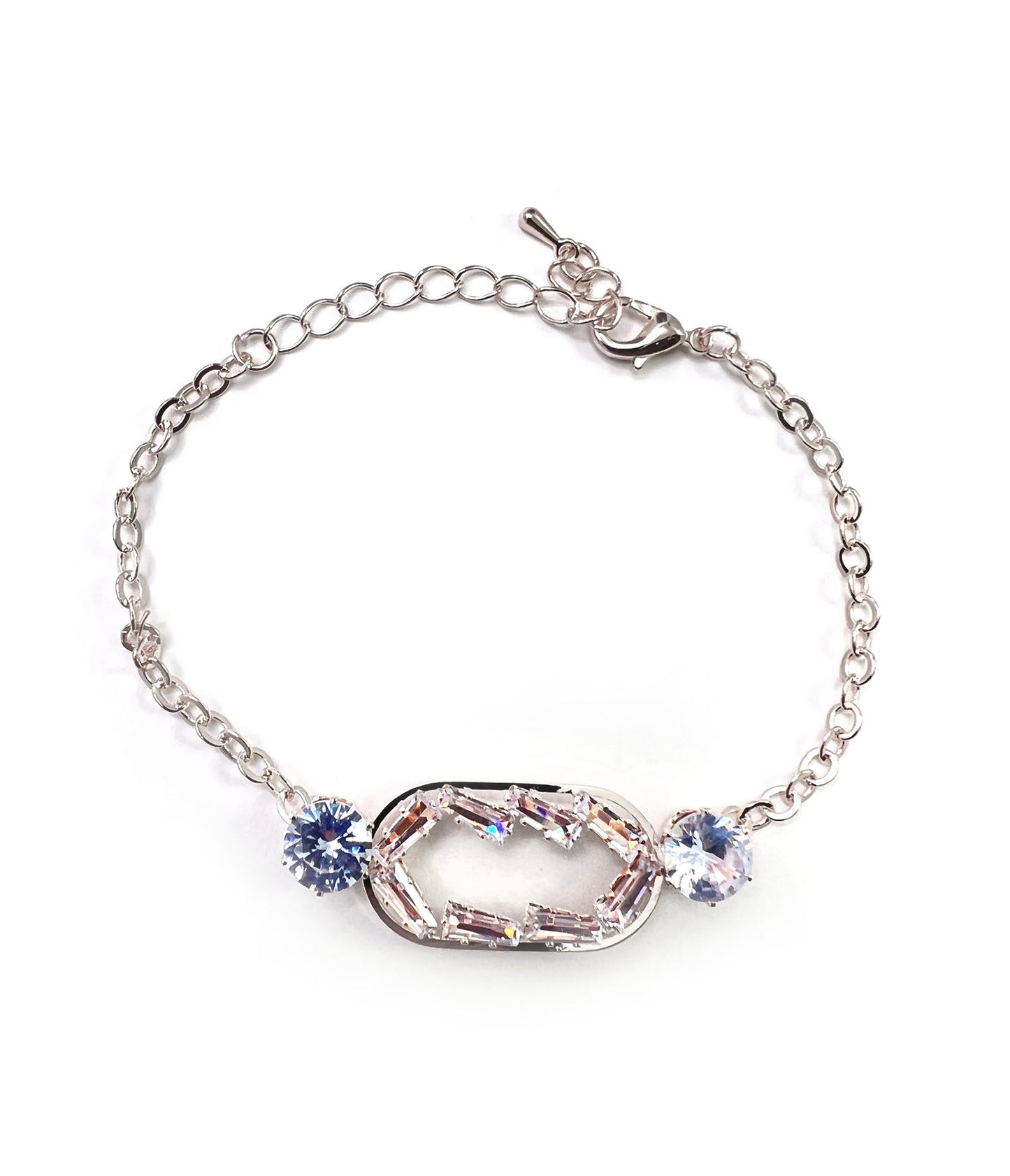 Geometric Rhinestone bordered Silver Bracelet( 3 Pieces )