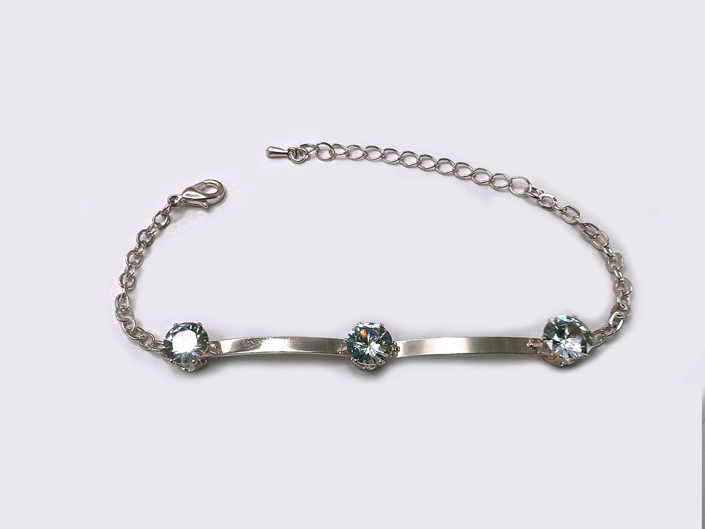 Geometric Rhinestone bordered Silver Bracelet( 3 Pieces )