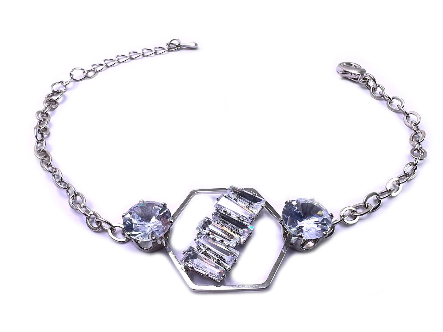 Hexa Geometric Crystal bridge Rhinestone Gold | Rose Gold | Silver Finish (Bracelet)