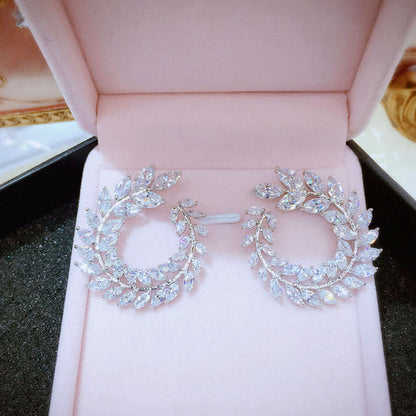 Crystal Flower   Silver Hoops