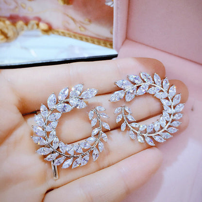 Crystal Flower   Silver Hoops