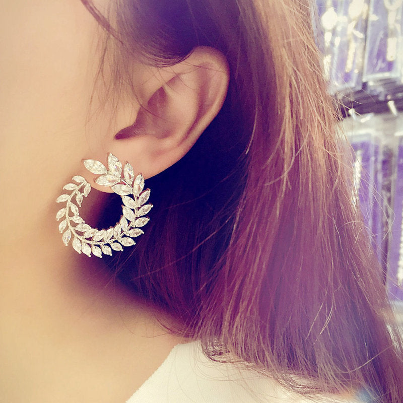 Crystal Flower   Silver Hoops