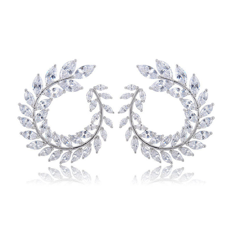 Crystal Flower   Silver Hoops