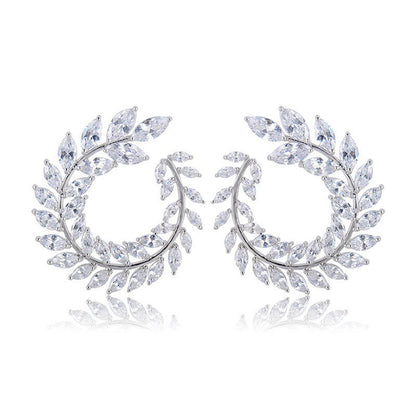 Crystal Flower   Silver Hoops