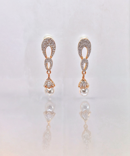 Crystal Capped Pearl Drop Earrings