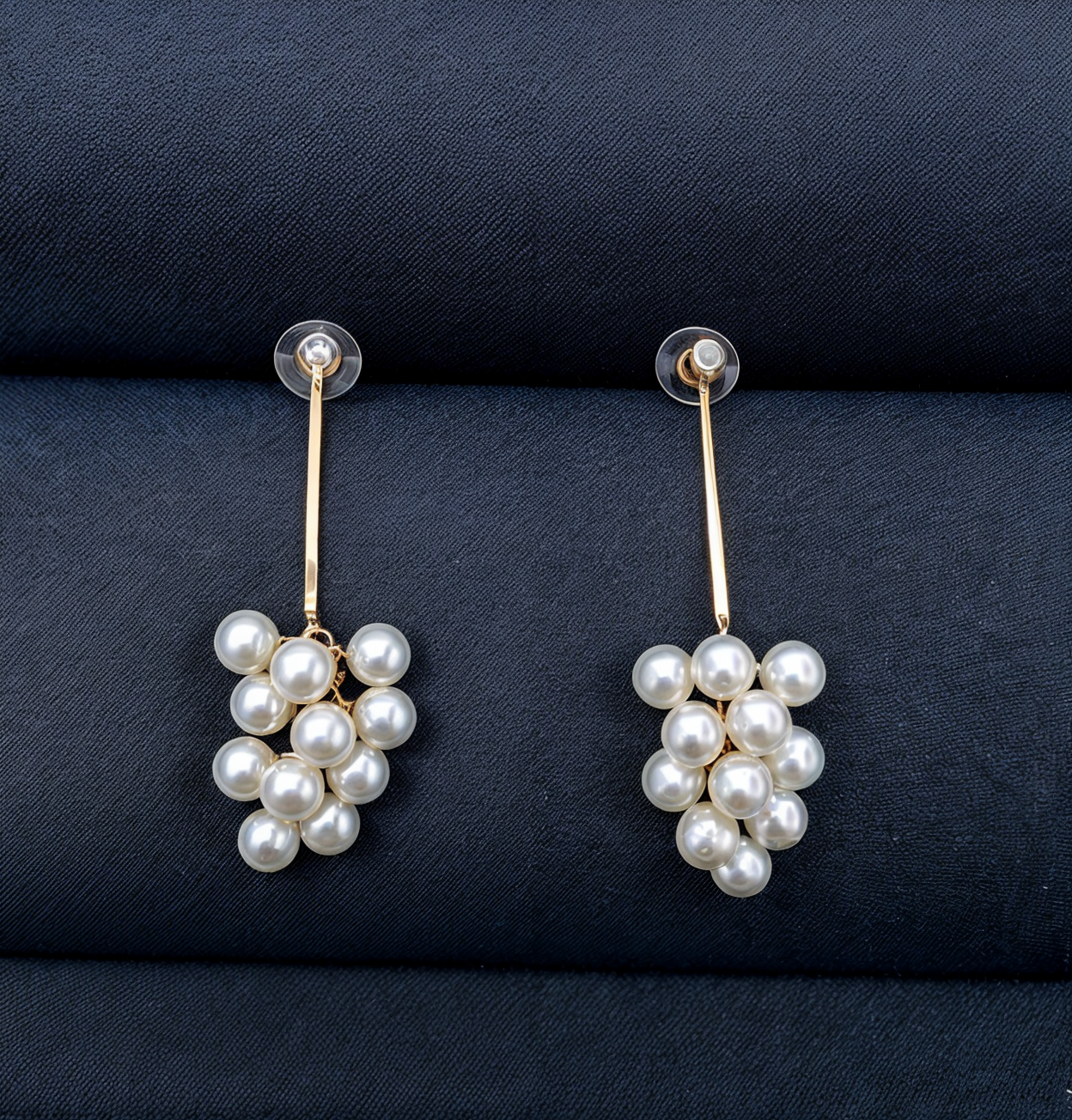 Crystal Top-Cluster Pearl Drop Earring