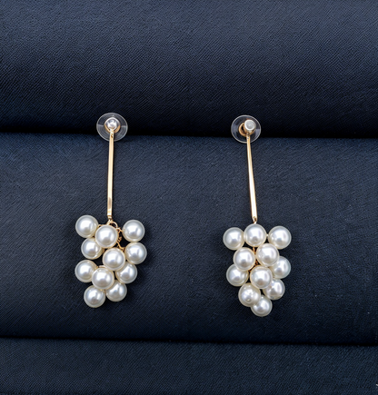 Crystal Top-Cluster Pearl Drop Earring