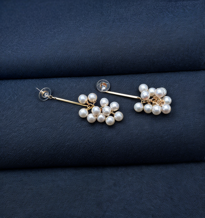 Crystal Top-Cluster Pearl Drop Earring