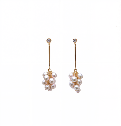 Crystal Top-Cluster Pearl Drop Earring