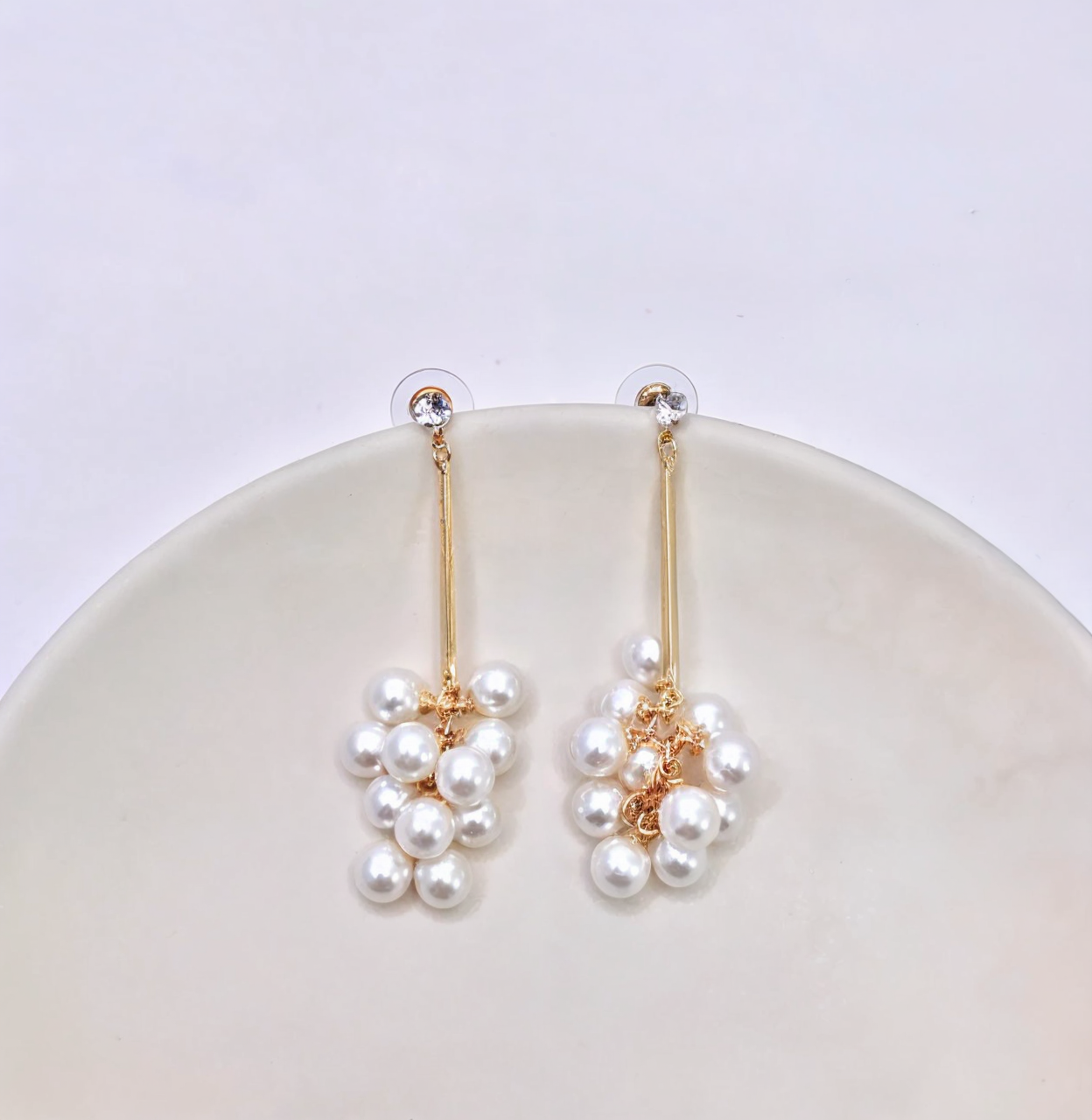 Crystal Top-Cluster Pearl Drop Earring