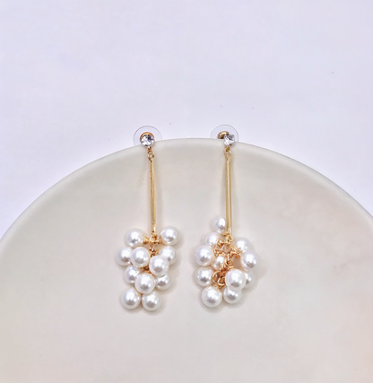 Crystal Top-Cluster Pearl Drop Earring