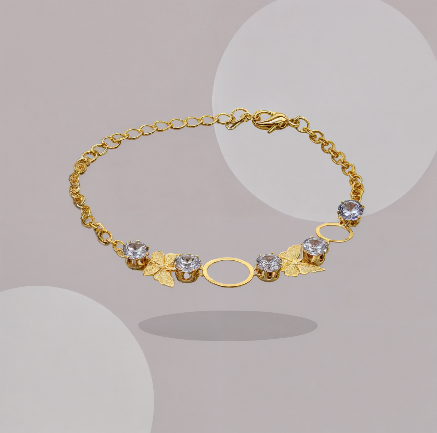 Butterfly | Looped Crystal Studded  | Dual Arc  Precious metal coated solitaire bracelet