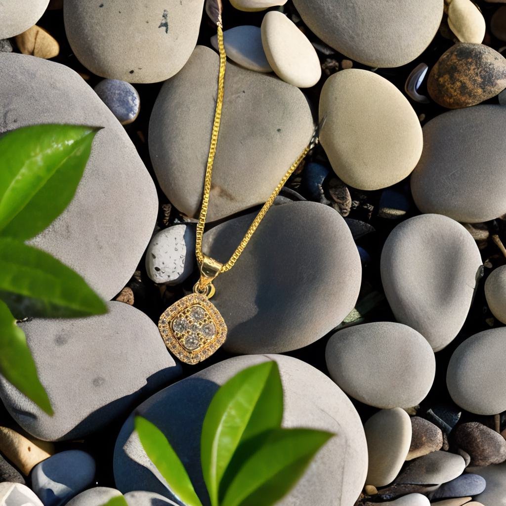 Crystal Square Pendant -Gold/ Silver/Rose Gold Color