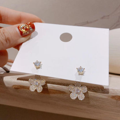 Latest Style luxury women's flower-micro inlaid cubic zirconia stud earrings