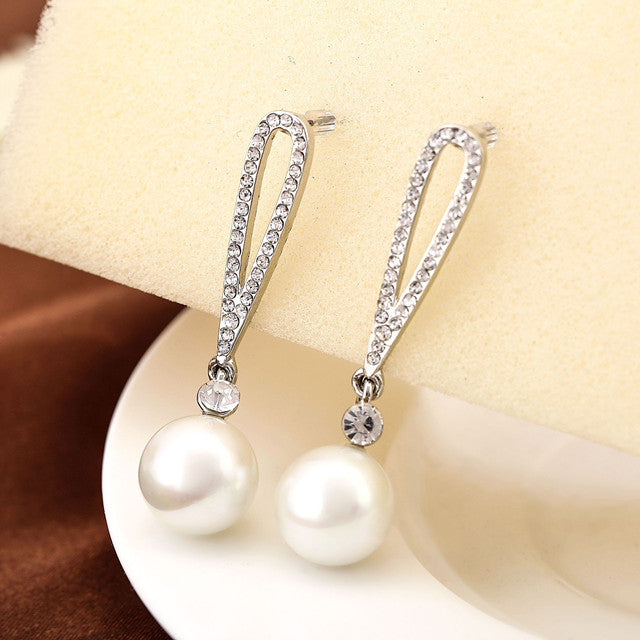 Pearl Dangling Cz Studded -Crystal Golden