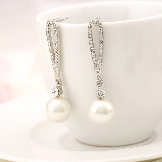 Pearl Dangling Cz Studded -Crystal Golden