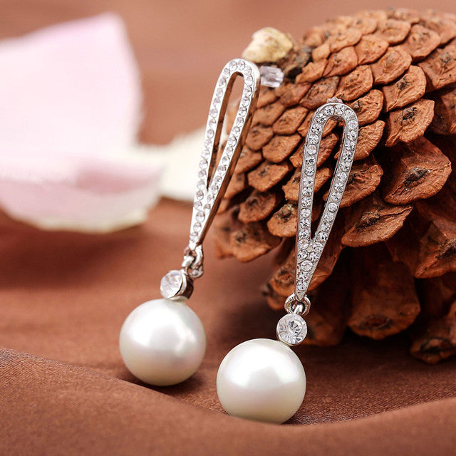 Pearl Dangling Cz Studded -Crystal Golden