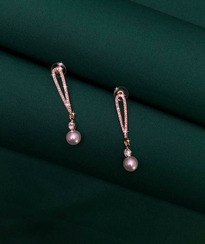 Pearl Dangling Cz Studded -Crystal Golden