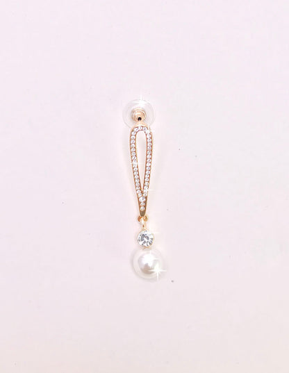 Pearl Dangling Cz Studded -Crystal Golden