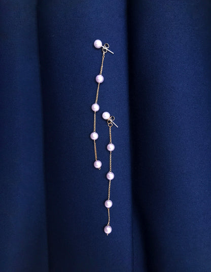 Style Multiple Pearls Long Wedding Chandelier Earrings